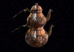 Bakır Çaydanlık İşlemeli Kırmızı